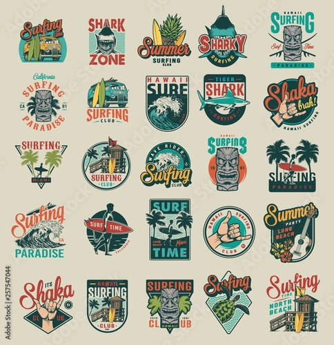Vintage surfing emblems