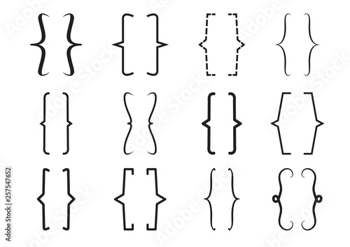 Black bracket set. Vector illustration