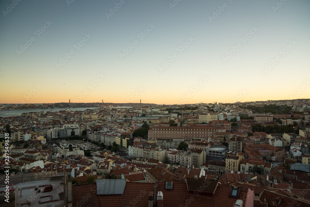 Obraz premium sunset with blue orange sky