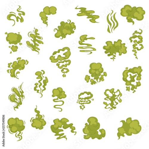 Cartoon aroma, smells, stench, water vapor steam clouds - Vector illustration