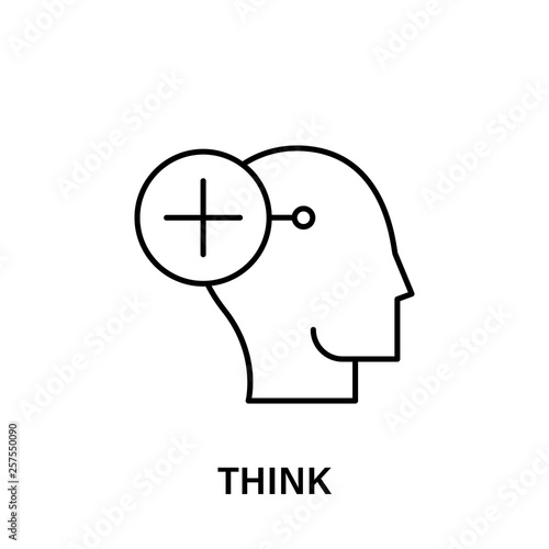thinking, head, plus, think icon. Element of human positive thinking icon. Thin line icon for website design and development, app development. Premium icon