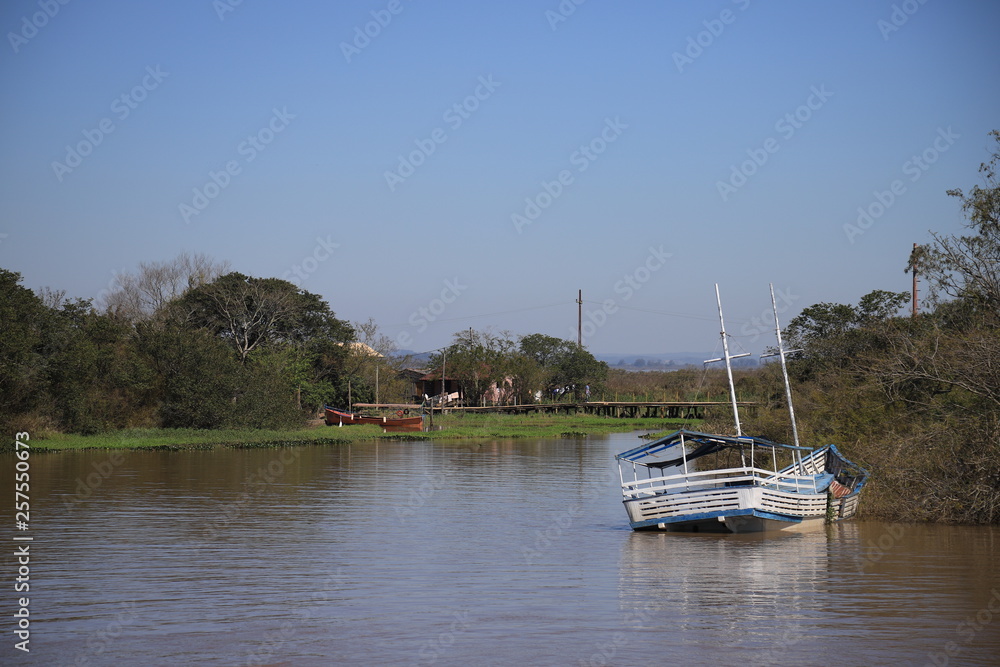 Boats on the river in Brazil.