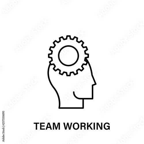 thinking  head  team working  gear icon. Element of human positive thinking icon. Thin line icon for website design and development  app development. Premium icon
