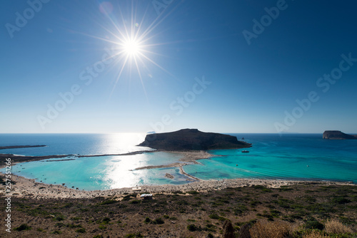 Balos lagoon, a paradise and relaxing beach with crystal clear water and white sand on Crete island, a greek island, Greece photo