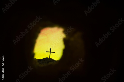 Tomb Empty With Crucifixion At Sunrise - Resurrection Of Jesus