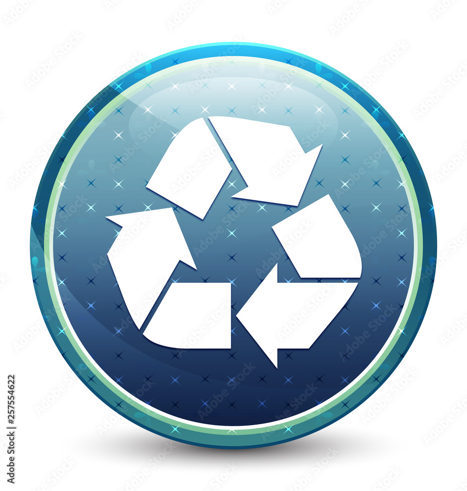Recycle icon shiny sky blue round button Recycle icon shiny sky blue round button