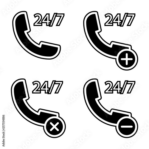 set of service tube 24 7 icon. Element of phone for mobile concept and web apps icon. Glyph, flat icon for website design and development, app development