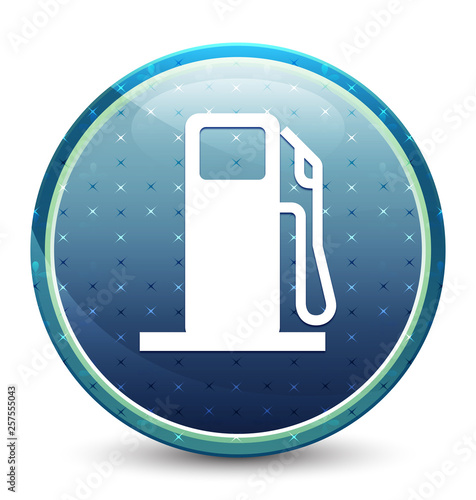 Fuel dispenser icon shiny sky blue round button