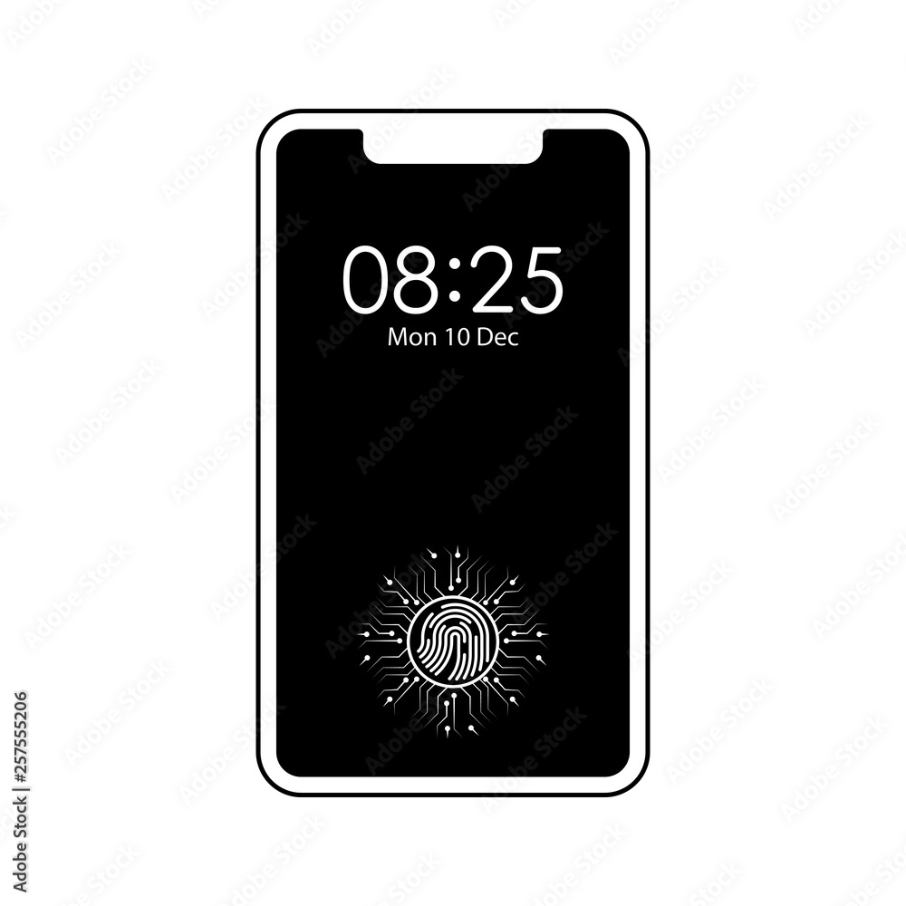 smartphone, fingerprint, new technology, circuit icon. Element of fingerprint for mobile concept and web apps icon. Glyph, flat icon for website design and development, app