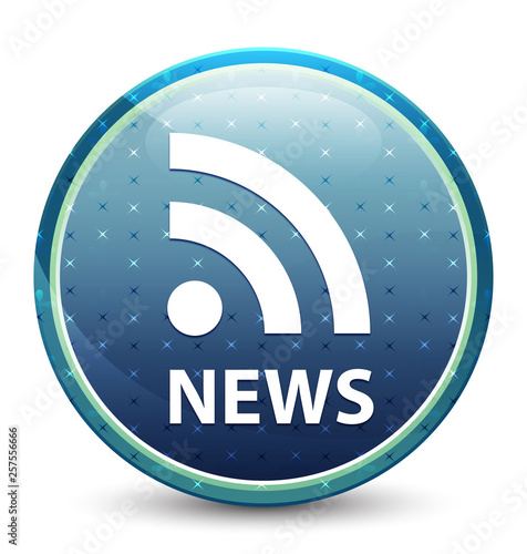 News (RSS icon) shiny sky blue round button