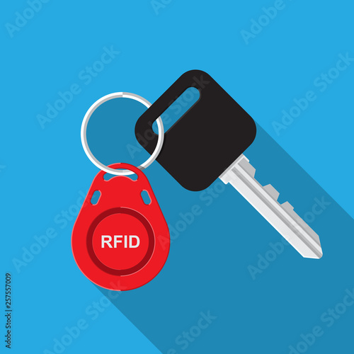 RFID tag key vector flat design.