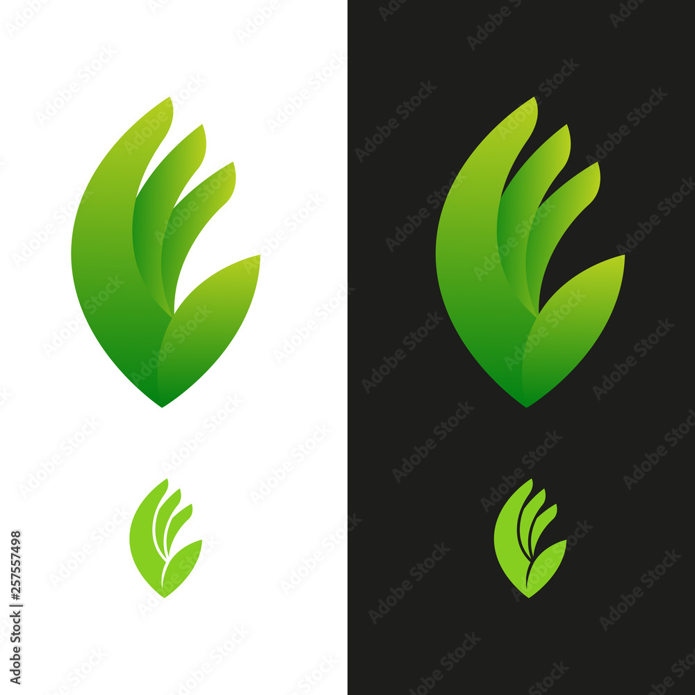 Sign tree leaf in a human hand or palm Sign tree leaf in a human hand or palm
