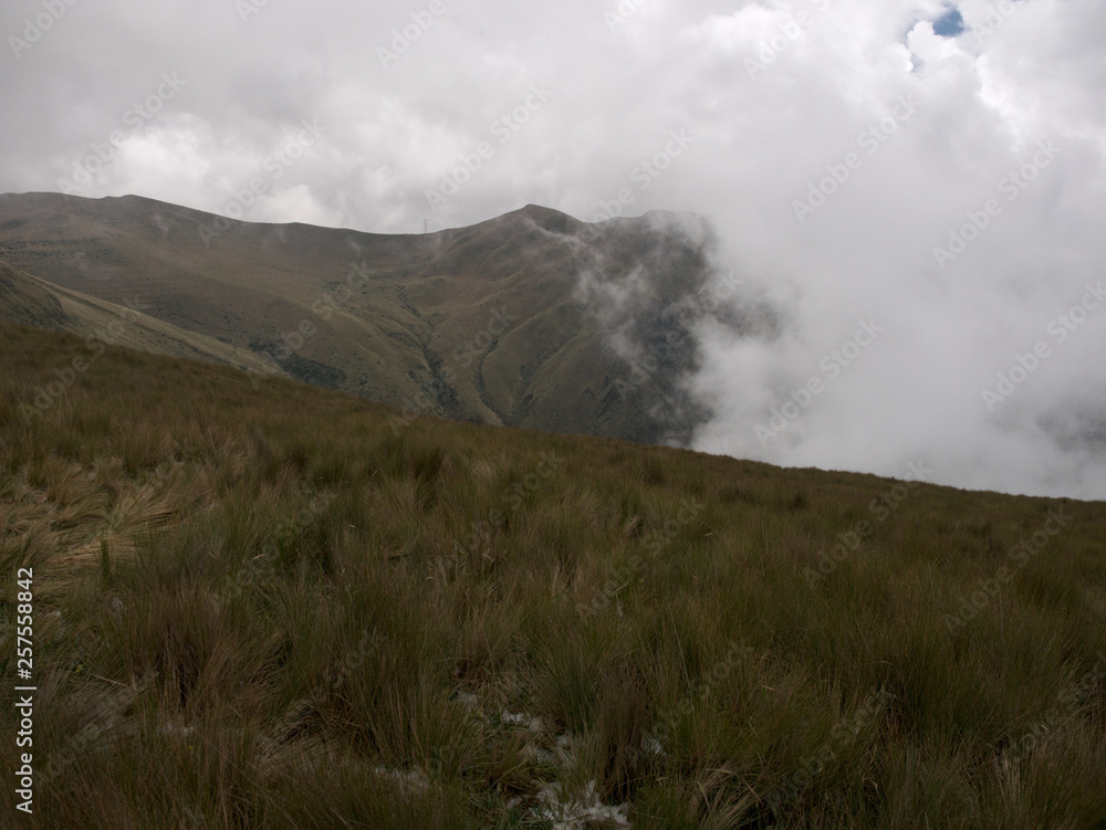 The view at the Pichincha volcano, located just to the side of Quito, which wraps around its eastern slopes, Pichincha, Ecuador.