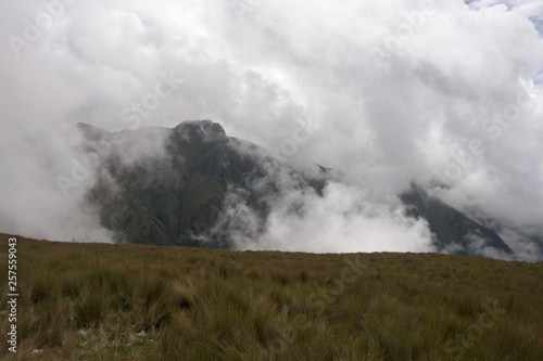 The view at the Pichincha volcano, located just to the side of Quito, which wraps around its eastern slopes, Pichincha, Ecuador.
