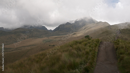 The view at the Pichincha volcano, located just to the side of Quito, which wraps around its eastern slopes, Pichincha, Ecuador.