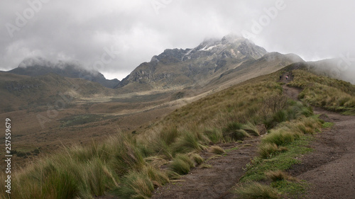 The view at the Pichincha volcano, located just to the side of Quito, which wraps around its eastern slopes, Pichincha, Ecuador.