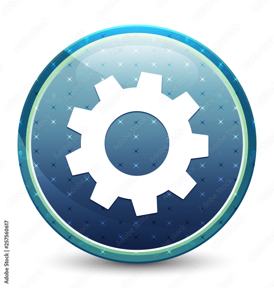 Process icon shiny sky blue round button Process icon shiny sky blue round button