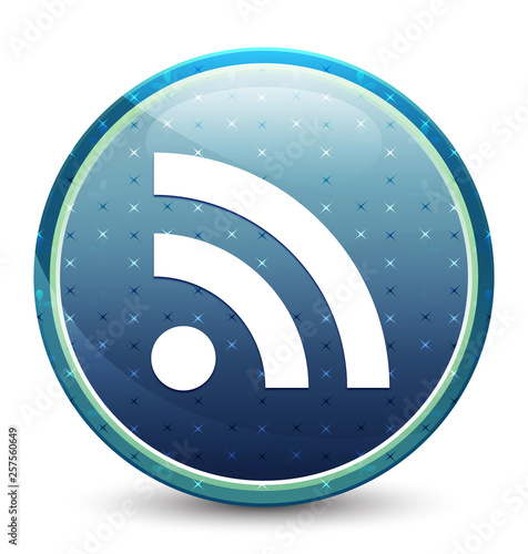 RSS icon shiny sky blue round button