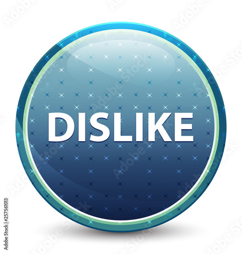 Dislike shiny sky blue round button