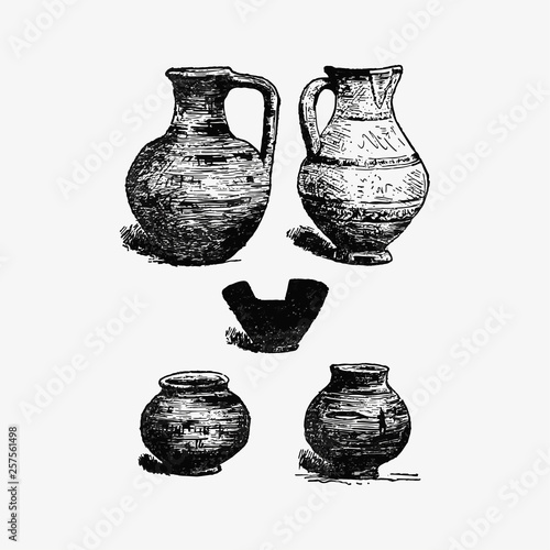 Antique pottery set