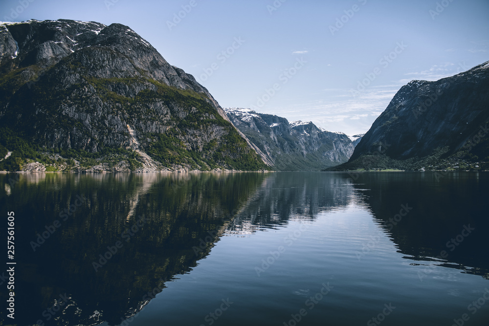 norwegian mountains on the fjord
