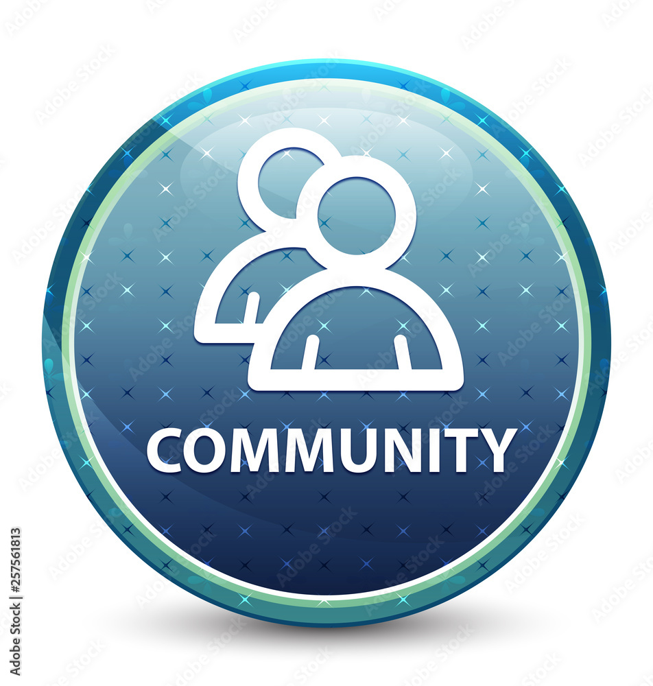 Community (group icon) shiny sky blue round button Community (group icon) shiny sky blue round button