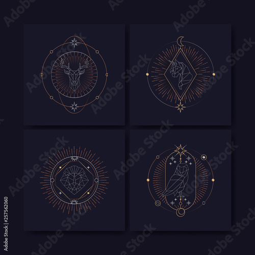 Geometric astrological symbols tarot card