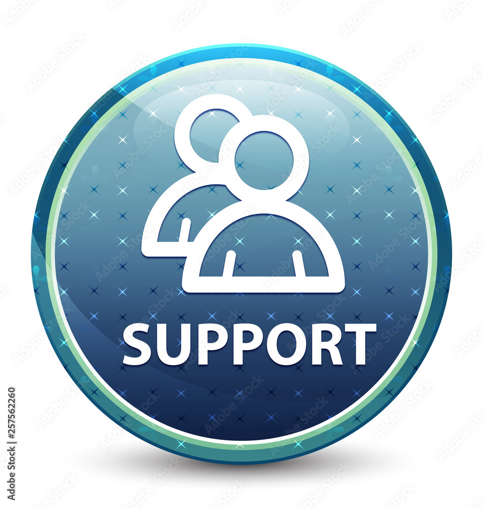 Support (group icon) shiny sky blue round button Support (group icon) shiny sky blue round button