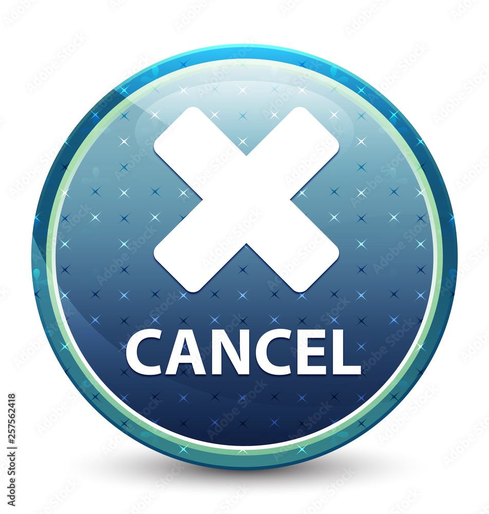Fototapeta premium Cancel shiny sky blue round button