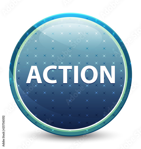 Action shiny sky blue round button