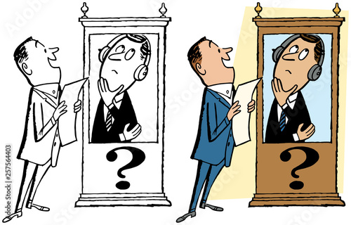 A man in a soundproof booth gets asked a question.