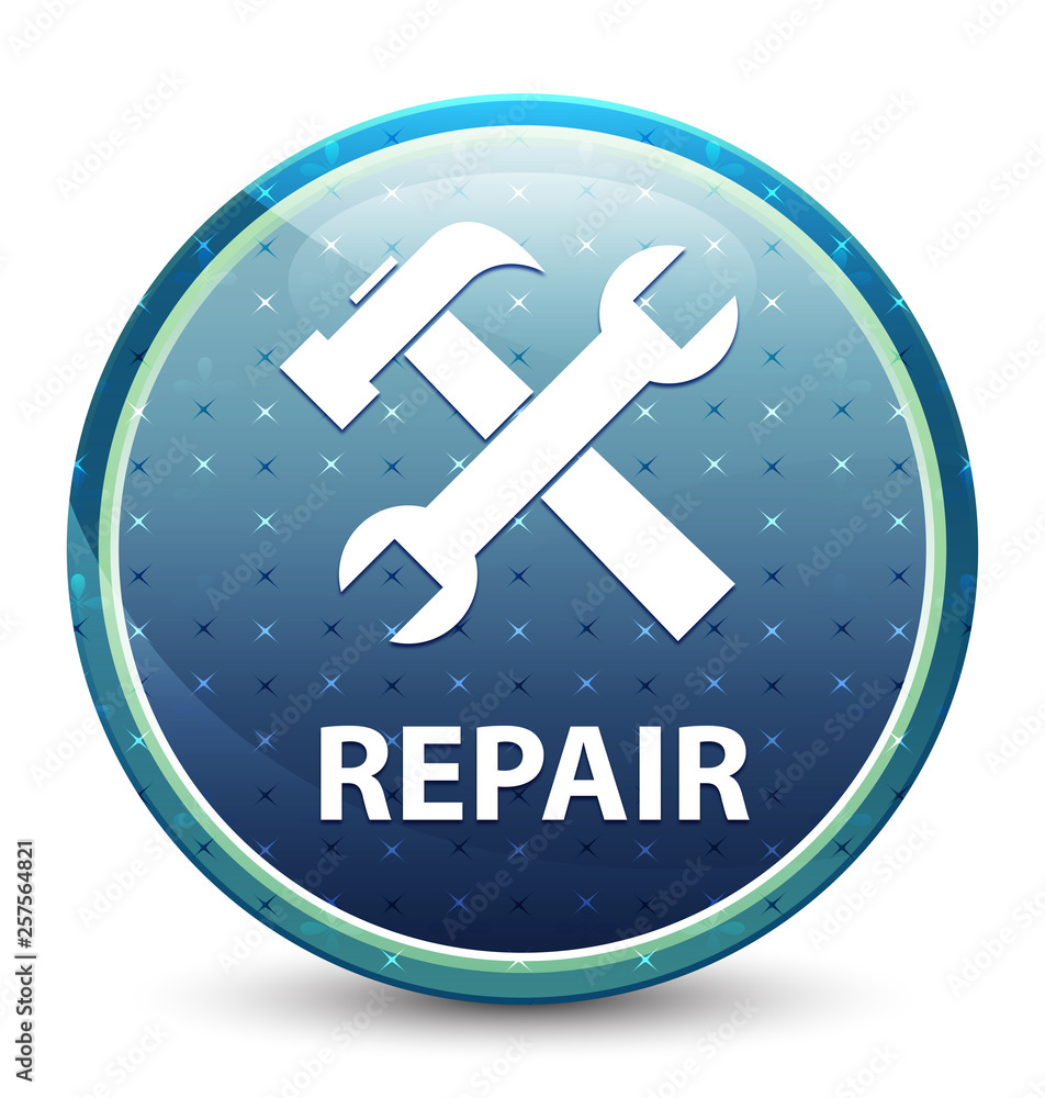 Repair (tools icon) shiny sky blue round button Repair (tools icon) shiny sky blue round button