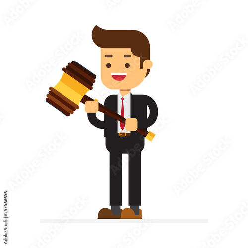 Business man hold in hands Gavel justice
