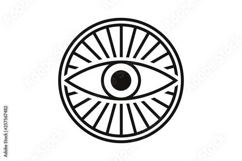 New World Order. Eye of Providence.Conspiracy theory. Masonic and esoteric, religion, spirituality, occultism symbol.All Seeing icon illustration. The symbol of the Illuminati eye.