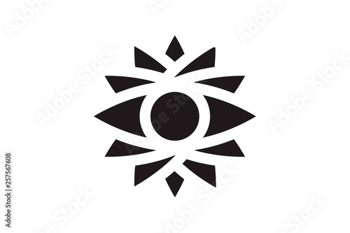 All-seeing eye with rays of the sun. Religion philosophy, spirituality, occultism, chemistry, science, magic.Isolated vector illustration.