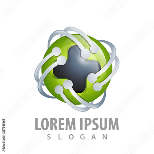 Technology cross sphere concept design. Symbol graphic template element vector