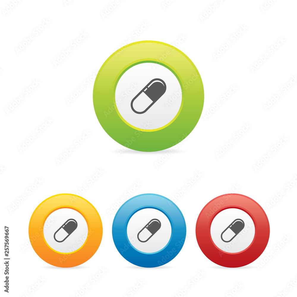Colorful Pill Capsule Round Icons