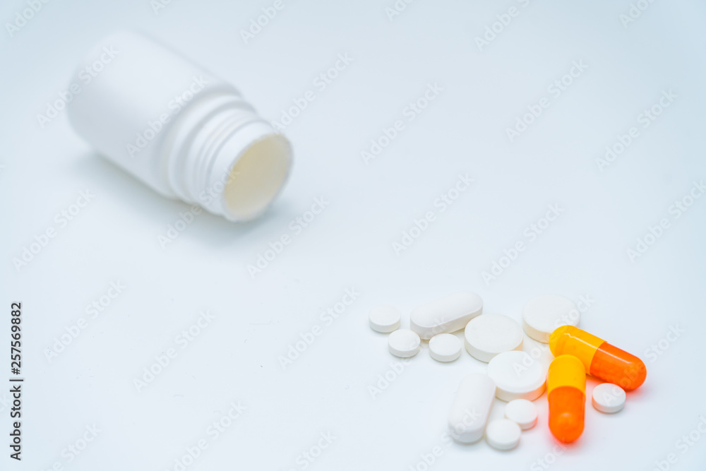 Medicine pills in white background Medicine pills in white background