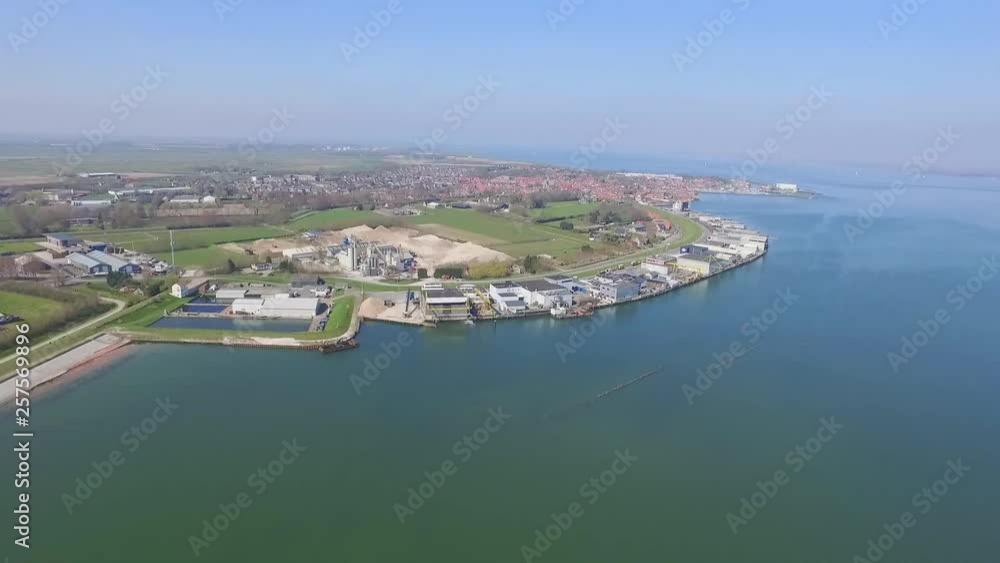 Aerial: The famous fishing town/port Yerseke in the Netherlands. Aerial: The famous fishing town/port Yerseke in the Netherlands.