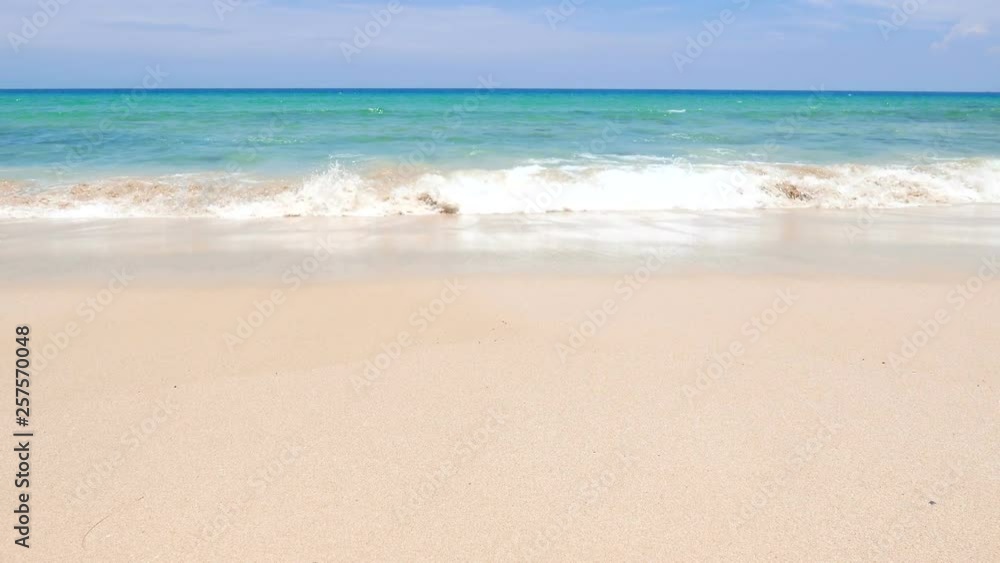 Tropical White Sand Beach With Turquoise Water Waves and Infinity Horizon Tropical White Sand Beach With Turquoise Water Waves and Infinity Horizon