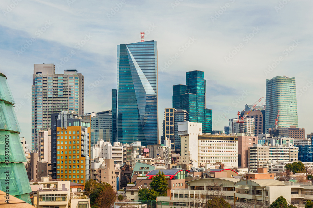 Fototapeta premium View of Roppongi skyline with modern skyscrapers in Tokyo