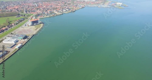 Aerial: The famous fishing town/port Yerseke in the Netherlands. photo