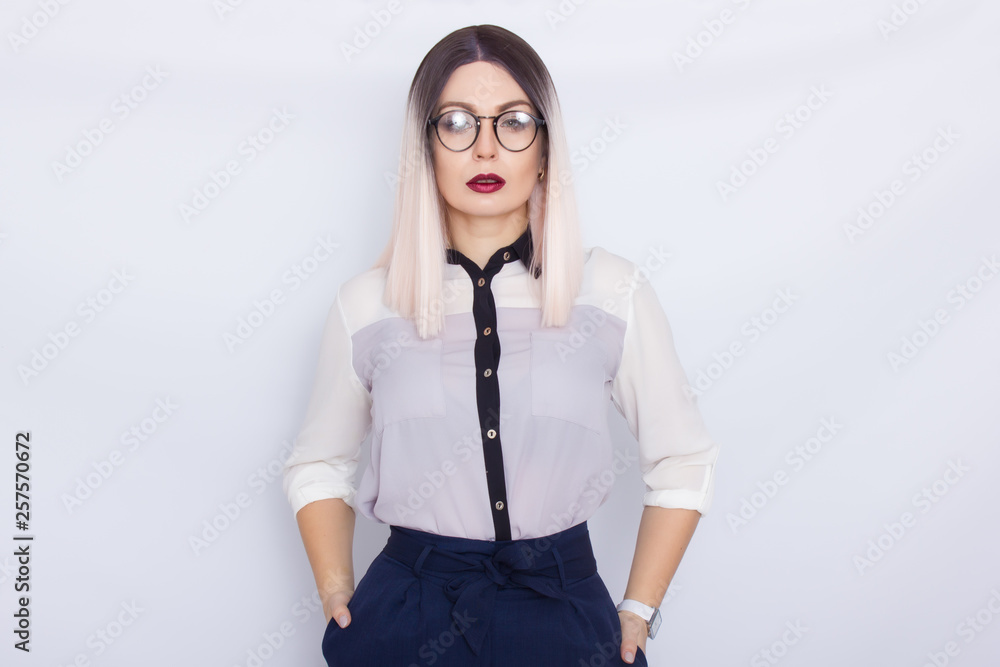 Image of beautiful business woman wearing glasses Image of beautiful business woman wearing glasses