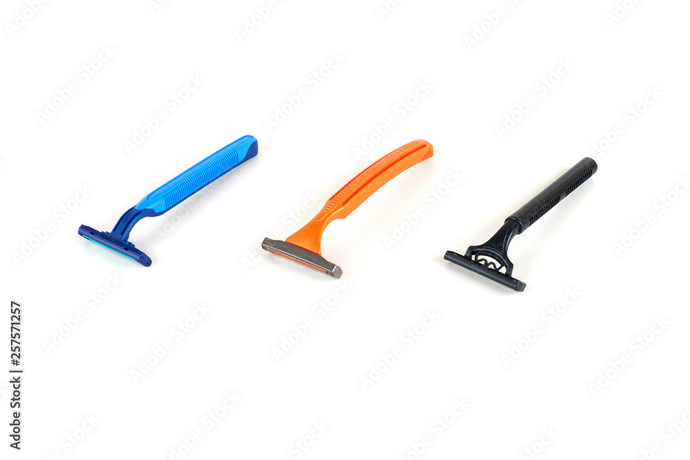 set of new razor blade, isolated on white background set of new razor blade, isolated on white background