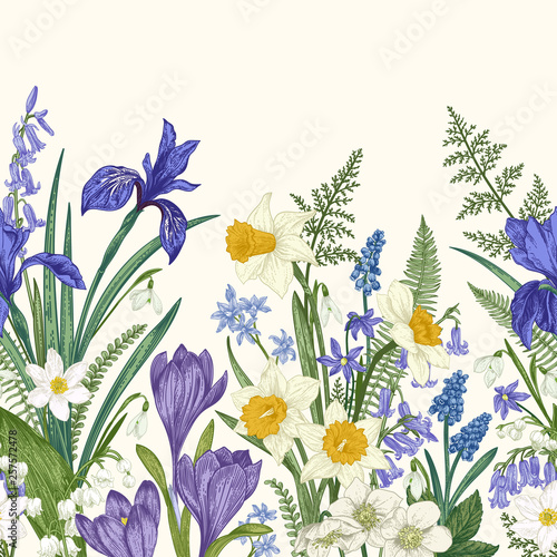 Seamless border with flowers.
