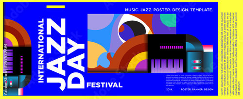 Canvas Print Vector colorful international jazz day poster and banner