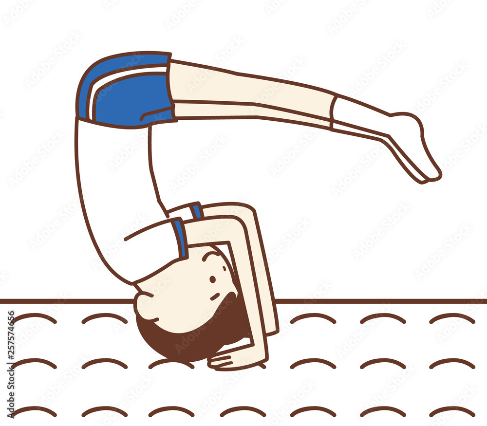 マット運動で前転をする体操着の男の子 Stock イラスト Adobe Stock