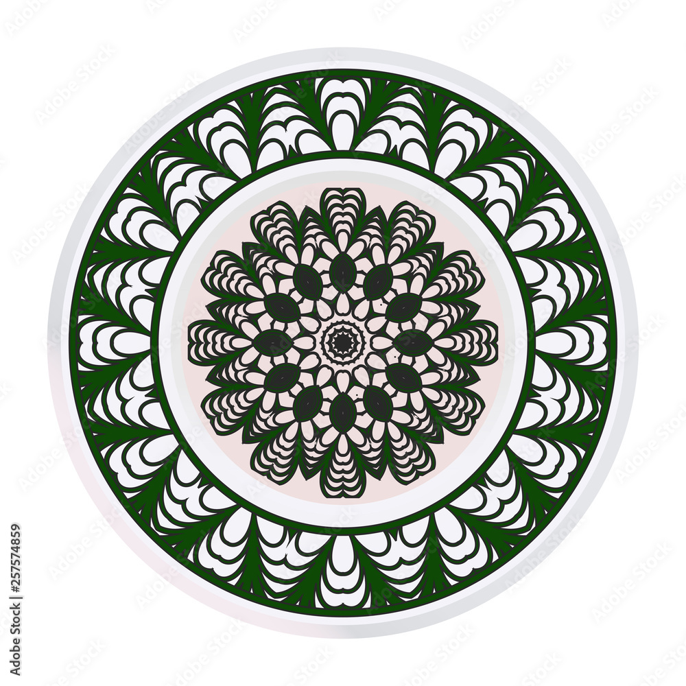 Round Floral Ornament Mandala. Vector Illustration.. For Home Decor, Interior Design, Coloring Book, Greeting Card, Invitation, Tattoo. Anti-Stress Therapy Pattern Round Floral Ornament Mandala. Vector Illustration.. For Home Decor, Interior Design, Coloring Book, Greeting Card, Invitation, Tattoo. Anti-Stress Therapy Pattern