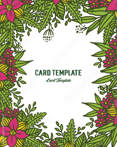 Vector illustration style leaf flower frames isolated white backdrop with card templates