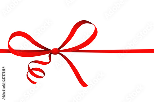 Isolated on white red ribbon curl bow gift present decorative ornament vector illustration